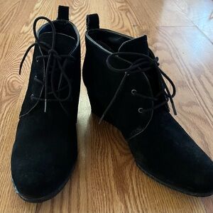 Franco Sarto Black Suede Wedges